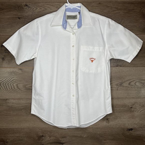 Thomas Bros Texas Longhorns Shirt Men’s Small White Short Sleeve Button Up - Picture 2 of 11